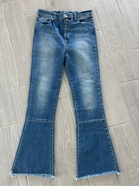 BEN TAVERNITI PROJECT UNRAVEL Flared Raw Hem Denim Jeans Size 28 VGUC